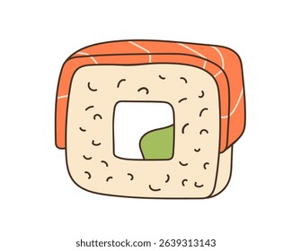 Seamless Onigiri Pattern, Japanese food. Seafood, salmon, rice, nori. Rice with stuffing. Different Japanese rice ball. Traditional asian cuisine. Repeated background, textile, wallpaper, packaging