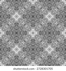 seamless op art creative geometric pattern, ornament, modern linear background, graphic lace effect composition, complex organized structure, fashion print, original vector decoration, captivating play of lines and shapes, mathematical precision and artistic expression, interweaving of fine lines creates lacy or web-like texture, image evokes feeling of intellectual stimulation, mysticism and mystery, peace and meditation, infinity, order in chaos