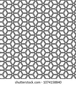 Seamless op art geometric hexagons and diamonds pattern. 3D illusion. 