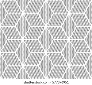 Seamless op art pattern. 3D optical illusion. Geometric lines texture.