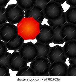 seamless of opened umbrellas on white background. Vector illustration.