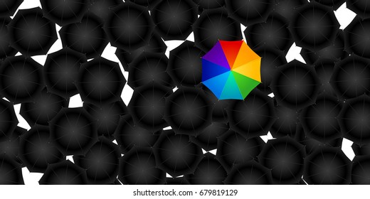 seamless of opened umbrellas on white background. Vector illustration.