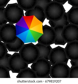 seamless of opened umbrellas on white background. Vector illustration.