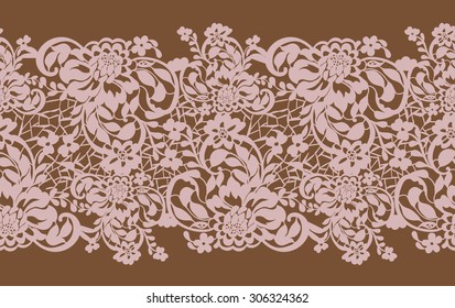 Seamless openwork lace patterned with roses