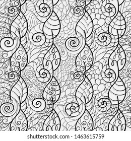 Seamless openwork lattice of stylized leaves and spirals