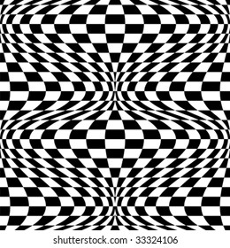 Seamless optical checkered pattern in black and white. 