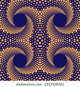 Seamless optical illusion with moving orange circles illustration. - Vector.