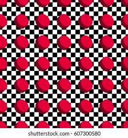 Seamless optical pattern with pink tablets.
