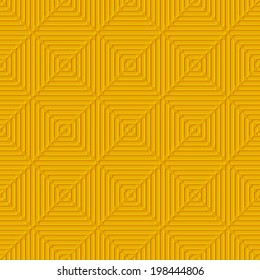 Seamless orange abstract background. Simple geometrical ornament  with embossed lines. 