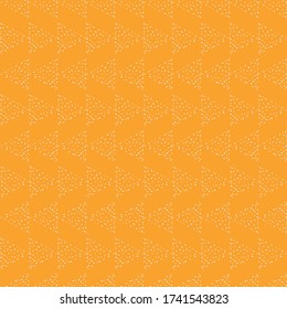 Seamless orange abstract triangle repeat pattern of arrows. Texture directional lines.