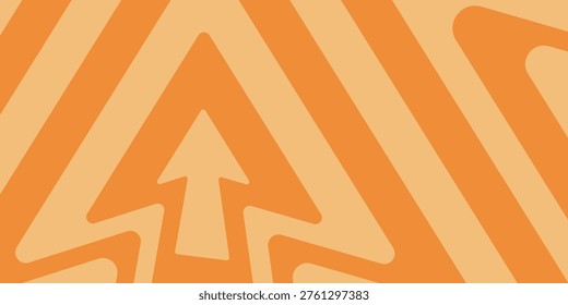 Seamless Orange Arrow Pattern Background with Retro Geometric Stripes and Bold Directional Design