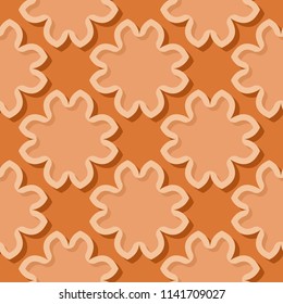 Seamless orange background with 3d floral elements. Vector illustration