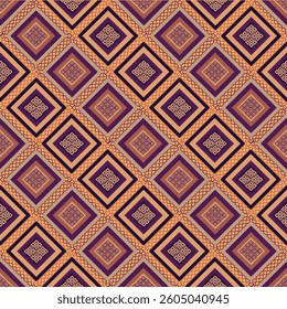 Seamless in orange background geometrics ethnic pattern, traditional design for background, textile, wallpaper.