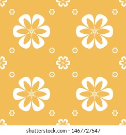 Seamless orange background on white flower pattern vector