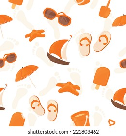 Seamless orange beach holiday background. 