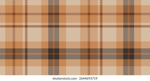 Seamless Orange and Beige Tartan Plaid Pattern with Black Accents in a Bold Geometric Design