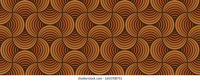 Seamless Orange Brown Retro 70s Wallpaper Background Vector Pattern