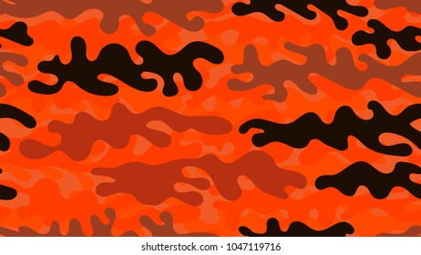 Seamless orange camouflage pattern. Repeating military clothing texture.