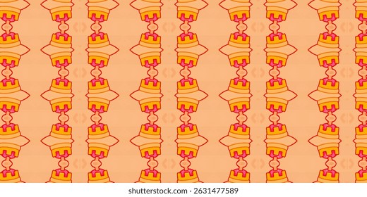 Patrón de castillo naranja sin fisuras para niños - lindo fondo de Vector