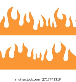 Nahtlose orangefarbene Feuereinfassung. Hot Burning Frame-Design. Flamme Feuer Rahmen Rahmen Cartoon Stil