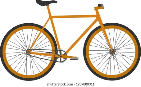 Seamless orange fixed gear bicycle illustration in vector