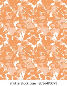 Fondo floral de color anaranjado impecable. Resumen del patrón floral geométrico.Patrón vectorial sin costura.
