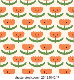 patrón de Vector de flores naranjas sin costuras. diseño lindo de la flor. estética floral. para impresiones, papel de regalo, Fondo de pantalla, textil, estacionario, tela