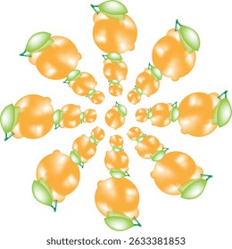 Patrón de espiral de fruta naranja sin costuras, Vector brillante y jugoso para diseños tropicales frescos.