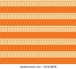 Seamless Orange Greek Key Pattern
