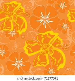 Seamless Orange Hawaii Pattern