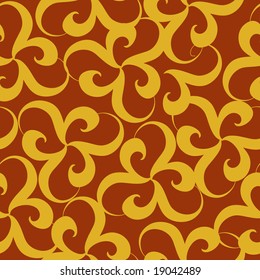 Seamless orange ornament vector pattern