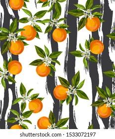 Seamless orange pattern. Fruit background.