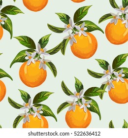 Seamless orange pattern. Vector citrus illustration.Template for package,wallpaper,cover,textile,print design.