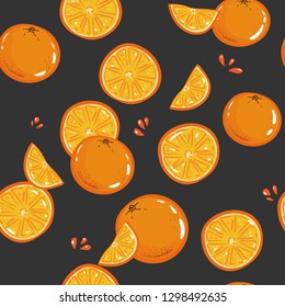 Seamless orange pattern.Vintage vector illustration.Template for package,wallpaper,cover,textile,print design.repeated backdrop textile, clothes wrapping paper hand drawing