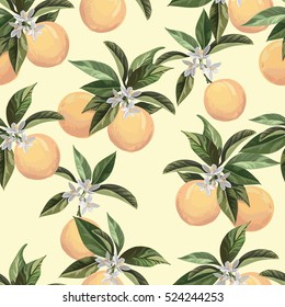 Seamless orange pattern.Vintage vector illustration..Template for package,wallpaper,cover,textile,print design.