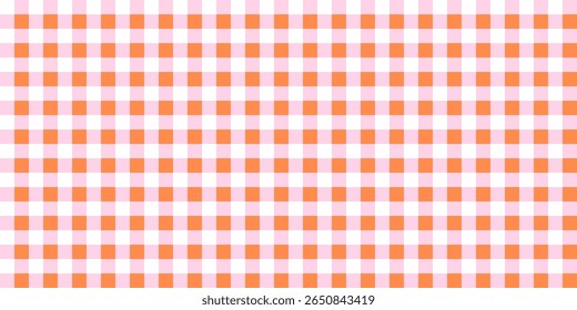Patrón de cuadros de gingham naranja y rosa sin costuras en un estilo retro a cuadros. Fondo texturizado de Vichy, cubierta a cuadros para textiles, ropa, camisa, papel de regalo, tela.