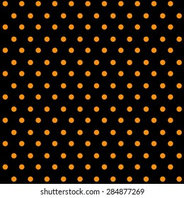 Seamless orange polka dots on black background