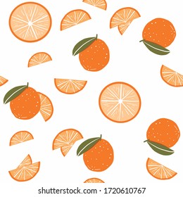 Seamless orange produce pattern. Repeat vector pattern.