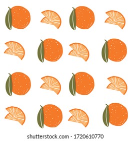 Seamless orange produce pattern. Repeat vector pattern.