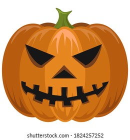Seamless orange pumpkin. Vector illustration on white background. Symbol of happy holiday. Carving vegetable for decoration. Design for autumn october party.
