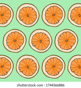 Seamless Orange Slice Pattern with Watercolor Effect