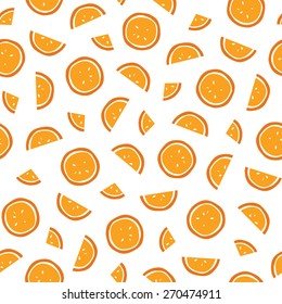 Seamless orange slices pattern. Vector.