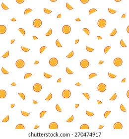 Seamless orange slices pattern. Vector.