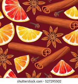 Seamless orange and spices