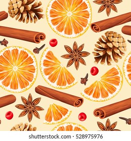 Seamless orange and spices