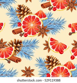 Seamless orange and spices