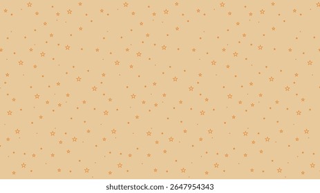 Padrão de contorno de estrela laranja sem costura no plano de fundo bege. Perfeito para crianças, decorações de festa, scrapbooking, tecido, embrulho de presente, design digital e projetos com tema celeste.