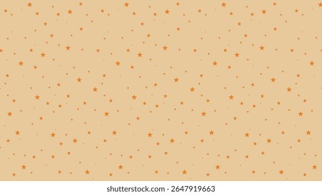 Seamless orange star pattern on beige background. Cute celestial vector for kids, nursery decor, baby shower, wrapping paper, digital scrapbooking, or fabric design.