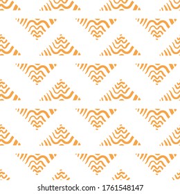 Seamless orange triangle abstract wave textured pattern with white background.