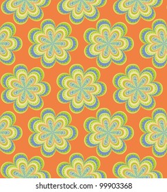 Seamless orange vector  floral pattern